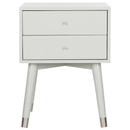 Safavieh 24 x 18 x 18 in. Lyla Mid Century Retro Silver Cap Night Stand, Grey & Silver FOX6234C
